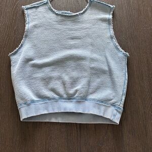 We The Free Denim Blue Textured Top